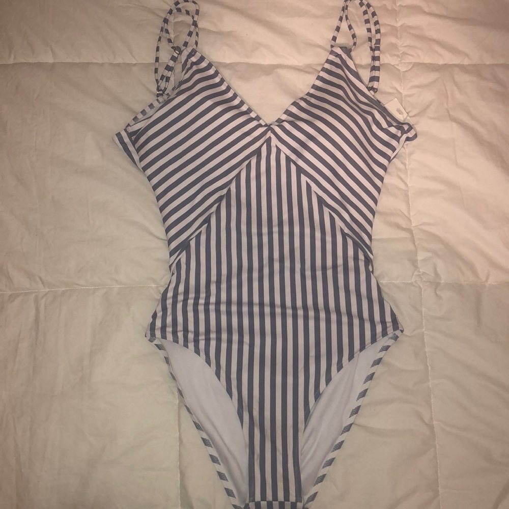 striped one piece bathing suit